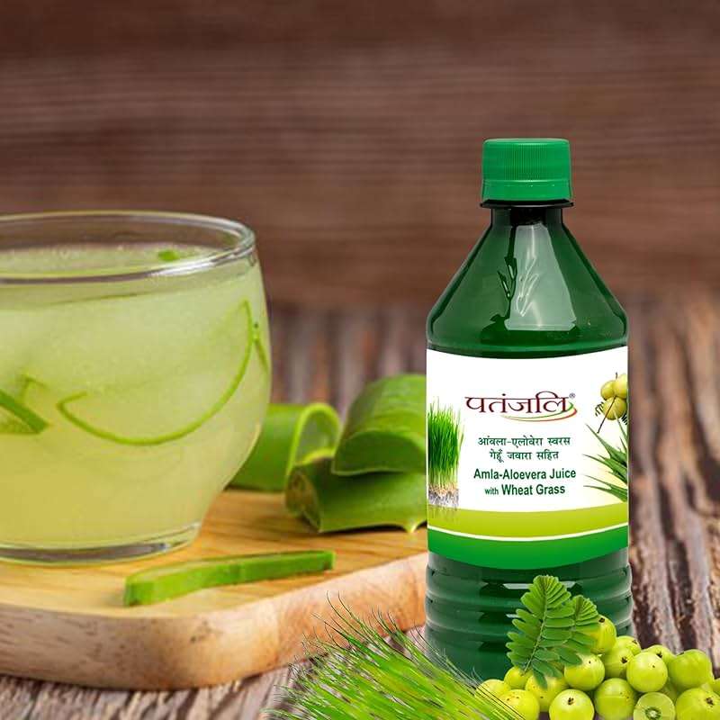 Patanjali Amla-Aloevera Juice with Wheatgrass Juice 500ml / 16.90 fl oz - (Pack of 2) - Image 5