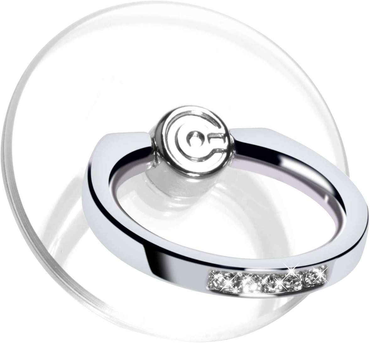 Transparent Phone Ring Holder Grip - EI Sonador Clear Cell Phone Ring Stand Holder Finger Grip Kickstand 360° Rotation, Compatible with Most of Phones, Tablets and Case (2 Silver Diamond) - Image 1