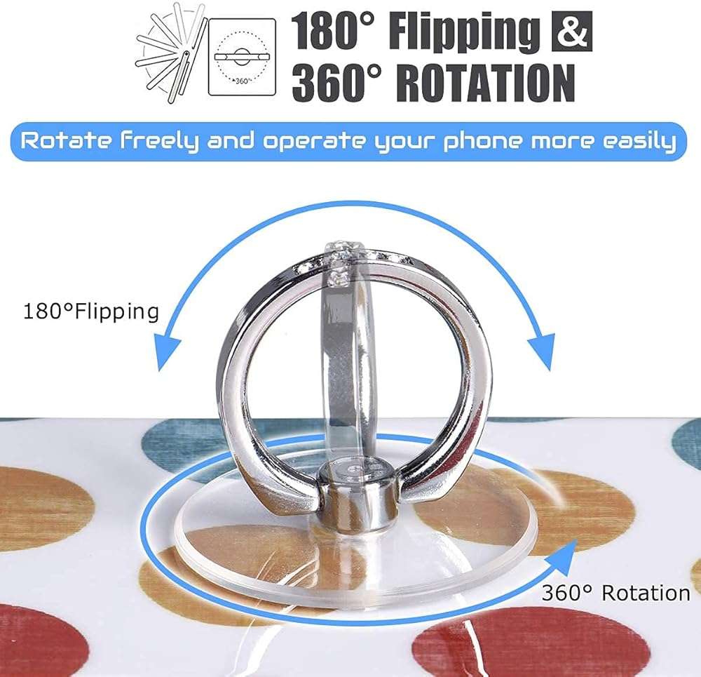 Transparent Phone Ring Holder Grip - EI Sonador Clear Cell Phone Ring Stand Holder Finger Grip Kickstand 360° Rotation, Compatible with Most of Phones, Tablets and Case (2 Silver Diamond) - Image 3
