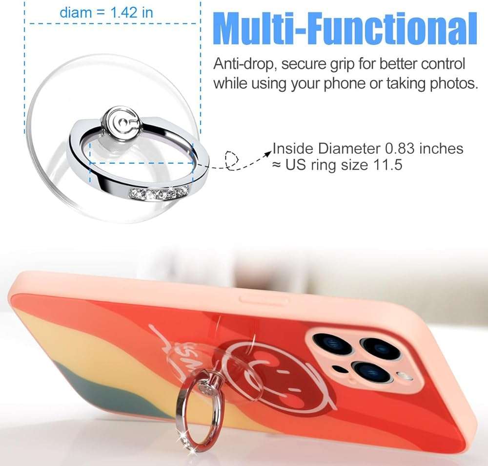 Transparent Phone Ring Holder Grip - EI Sonador Clear Cell Phone Ring Stand Holder Finger Grip Kickstand 360° Rotation, Compatible with Most of Phones, Tablets and Case (2 Silver Diamond) - Image 5