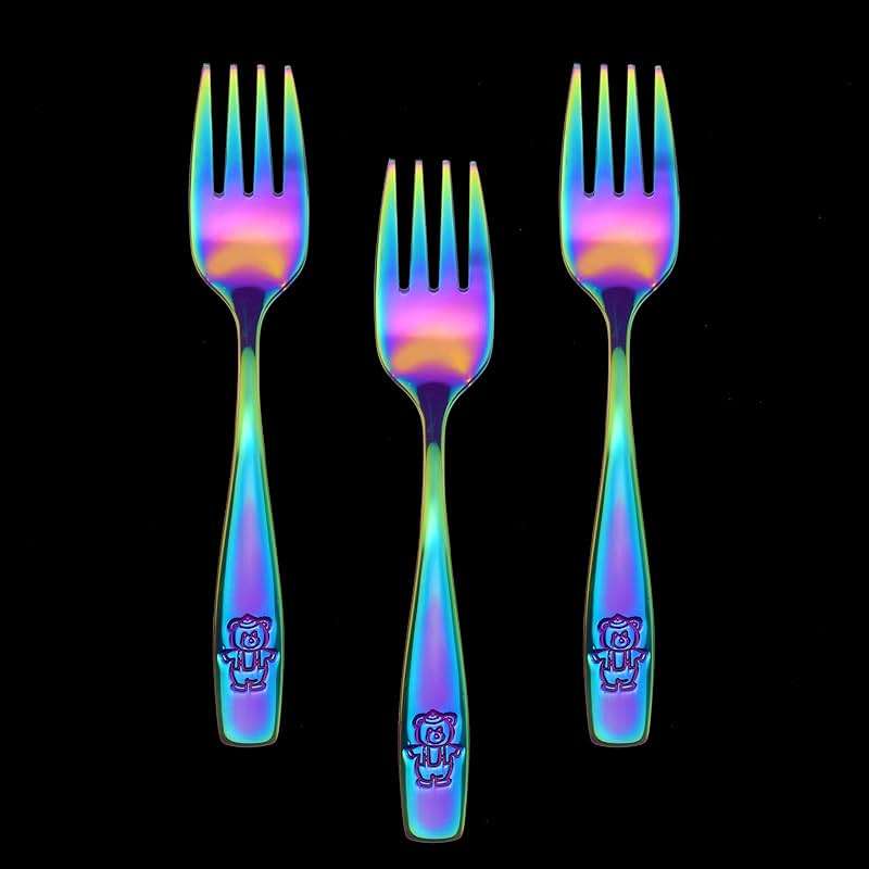 9 Piece Stainless Steel Rainbow Kids Forks - Kids Cutlery, Toddler Safe Flatware, Silverware, Utensil Set - 9 Forks for Home and Preschools - Image 3