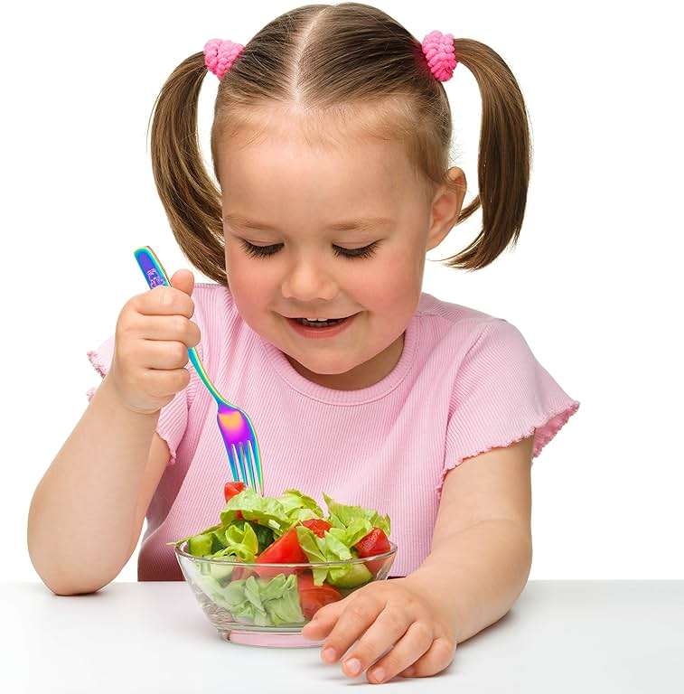 9 Piece Stainless Steel Rainbow Kids Forks - Kids Cutlery, Toddler Safe Flatware, Silverware, Utensil Set - 9 Forks for Home and Preschools - Image 4