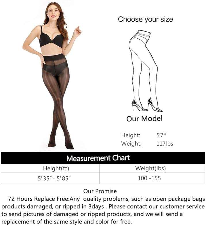 ARRUSA Women's Super Sexy Shiny Sheer Control Top Footed Tights Silk Stockings Ultra Shimmery High Waist Pantyhose - Image 5