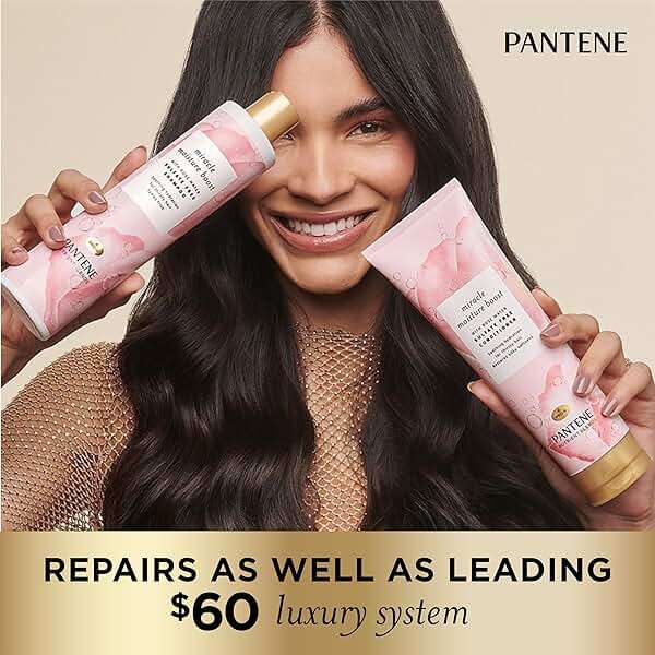 Pantene Nutrient Blends Miracle Moisture Boost Rose Water Shampoo & Conditioner Dual Pack for Dry Hair, Sulfate Free - Image 3