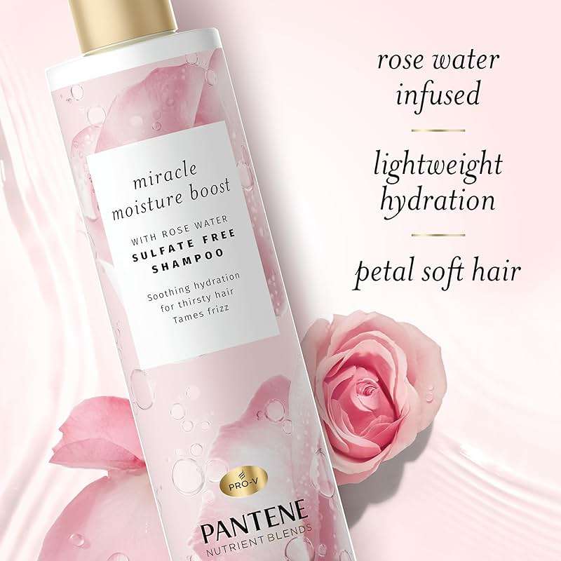 Pantene Nutrient Blends Miracle Moisture Boost Rose Water Shampoo & Conditioner Dual Pack for Dry Hair, Sulfate Free - Image 5