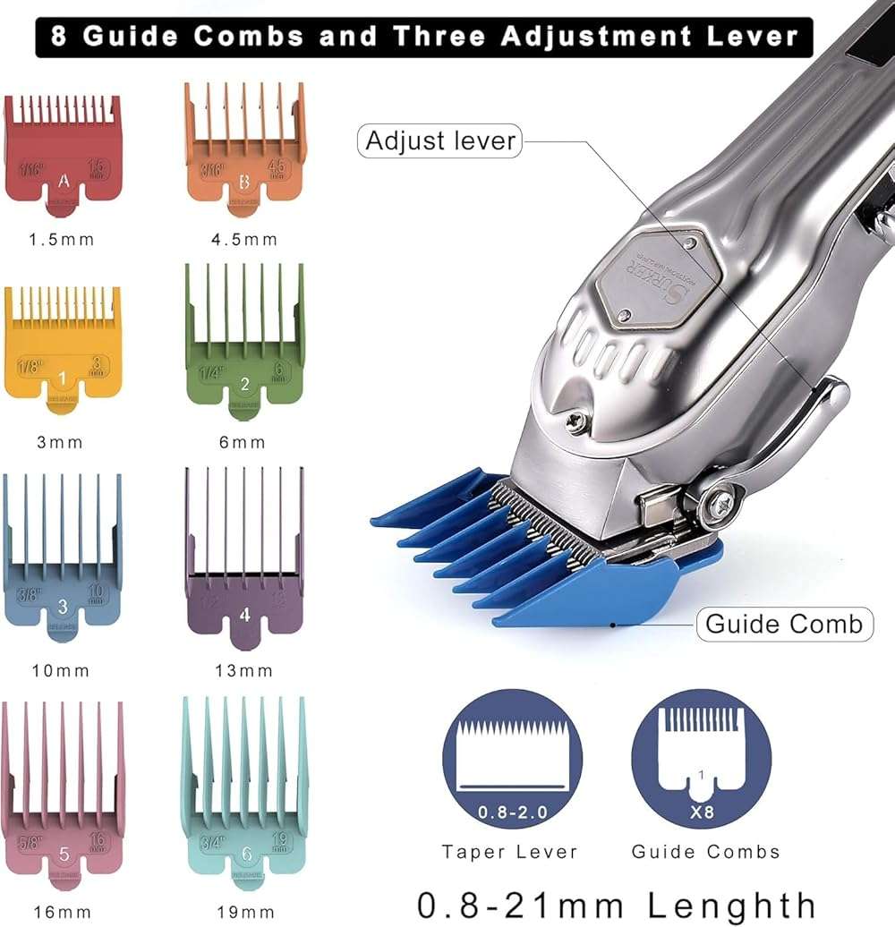 SURKER Mens Hair Clippers Cord Cordless Hair Trimmer Professional Haircut Kit for Men Rechargeable LED Display - Image 3