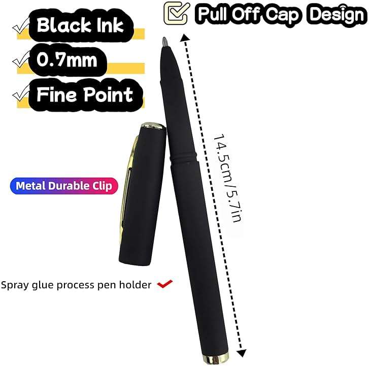 Fengtaiyuan Capped Gel Pens, 0.7mm Fine Point Quick Dry Black Ink, UV Plated Soft-Touch Thick Anti-Slip Barrel with Metal Clip, Ergonomic for Large Hands Smooth Pens for Daily Writing [Pack of 18] - Image 3