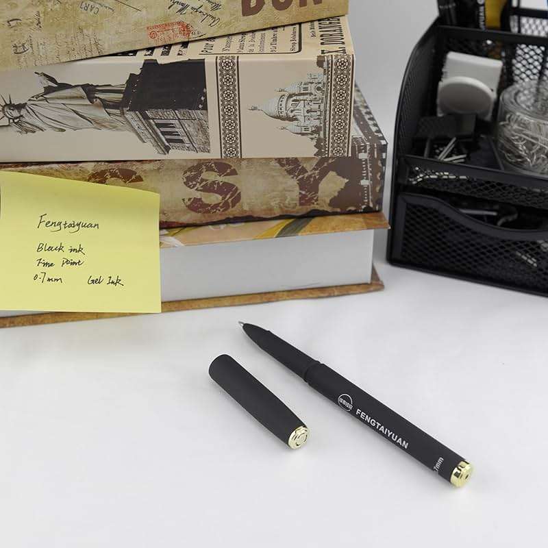 Fengtaiyuan Capped Gel Pens, 0.7mm Fine Point Quick Dry Black Ink, UV Plated Soft-Touch Thick Anti-Slip Barrel with Metal Clip, Ergonomic for Large Hands Smooth Pens for Daily Writing [Pack of 18] - Image 8