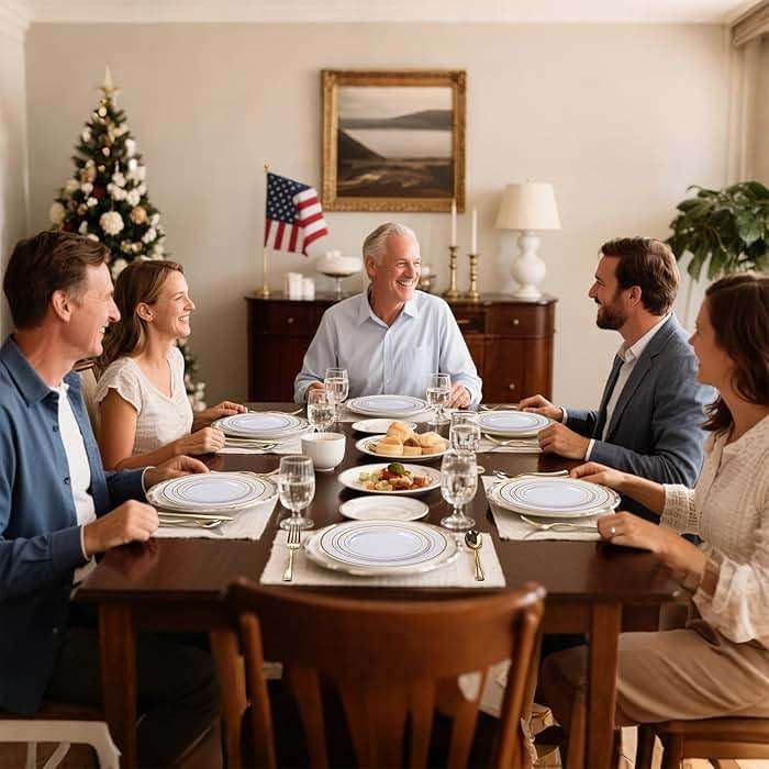 WELLIFE 350-Piece Gold Disposable Plates and Cutlery Set - Premium 10.25" Dinner Plates, 7.5" Dessert Plates, 9oz Cups & Cutlery for Weddings, Catering Events - 50 Guest Service - Elegant & Sturdy - Image 8