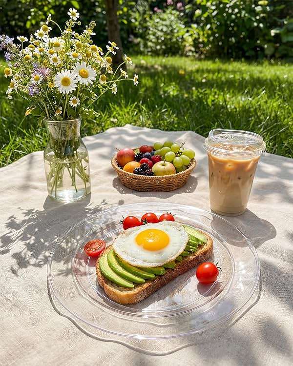 bUCLA 100Pieces Clear Plastic Plates -10.25inch Disposable Dinner Plates- Premium Weddings& Party Plates - Image 6