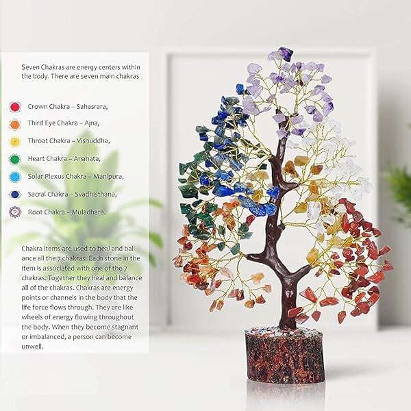 YATSKIA 7 Chakra Tree of Life - Crystals and Healing Stones | Birthday Gifts for Women | Crystal Tree for Positive Energy | Home Office Decor | Spiritual Gifts for Women - Image 3