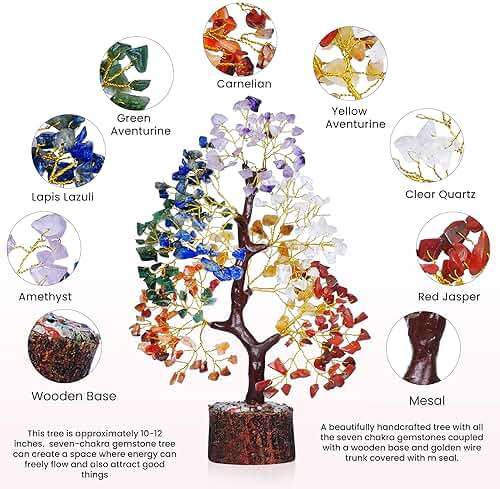 YATSKIA 7 Chakra Tree of Life - Crystals and Healing Stones | Birthday Gifts for Women | Crystal Tree for Positive Energy | Home Office Decor | Spiritual Gifts for Women - Image 4