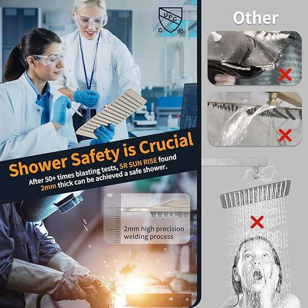 SR SUN RISE Shower Faucet Set Bathroom Square Rain Shower Head with Handheld Spray Wall Mounted Rainfall Shower Fixtures Brushed Nickel Shower Faucet Trim Repair Kits (Contain Shower Valve)10 Inches - Image 5