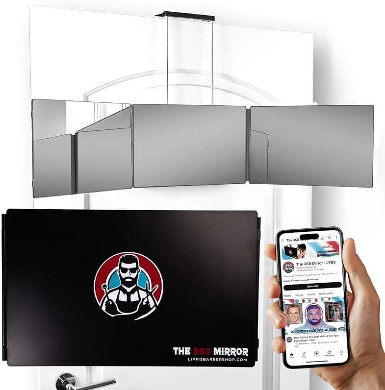 The 360 Mirror - 3 Way Mirror for Self Hair Cutting - Adjustable Trifold Barber Miror to Cut Your Own Hair - Tri Fold Self Haircut System for Men and Women Braiding - Three Sided Miror for Haircuts - Image 2