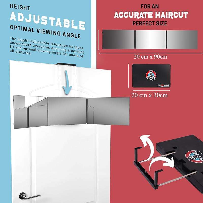 The 360 Mirror - 3 Way Mirror for Self Hair Cutting - Adjustable Trifold Barber Miror to Cut Your Own Hair - Tri Fold Self Haircut System for Men and Women Braiding - Three Sided Miror for Haircuts - Image 4