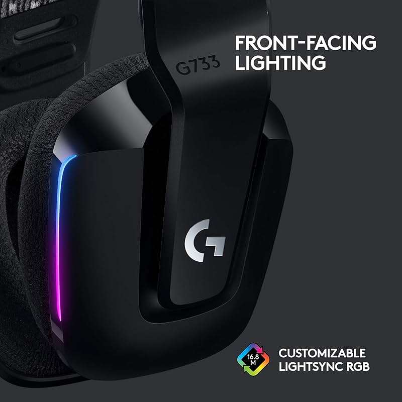 Logitech G733 Lightspeed Wireless Gaming Headset, Suspension Headband, Lightsync RGB, Blue VO!CE Mic, PRO-G Audio – Black, Gaming Headset Wireless, PC, PS5, PS4, Switch Compatible - Image 4