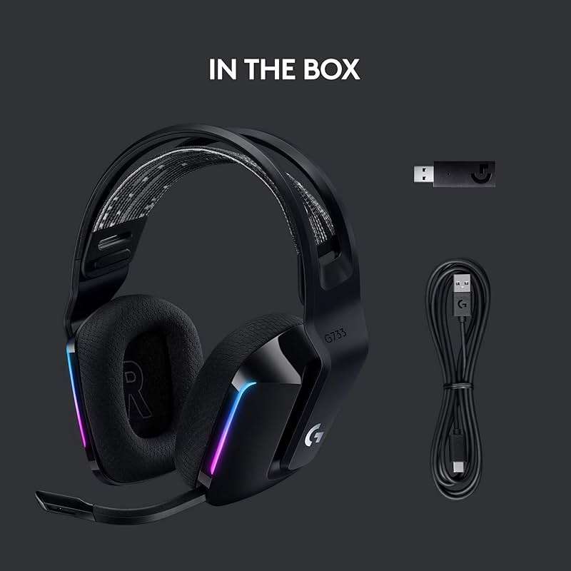 Logitech G733 Lightspeed Wireless Gaming Headset, Suspension Headband, Lightsync RGB, Blue VO!CE Mic, PRO-G Audio – Black, Gaming Headset Wireless, PC, PS5, PS4, Switch Compatible - Image 6