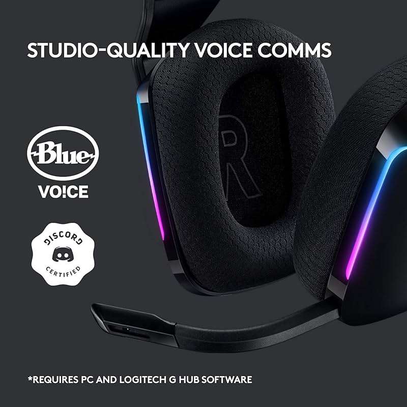 Logitech G733 Lightspeed Wireless Gaming Headset, Suspension Headband, Lightsync RGB, Blue VO!CE Mic, PRO-G Audio – Black, Gaming Headset Wireless, PC, PS5, PS4, Switch Compatible - Image 9