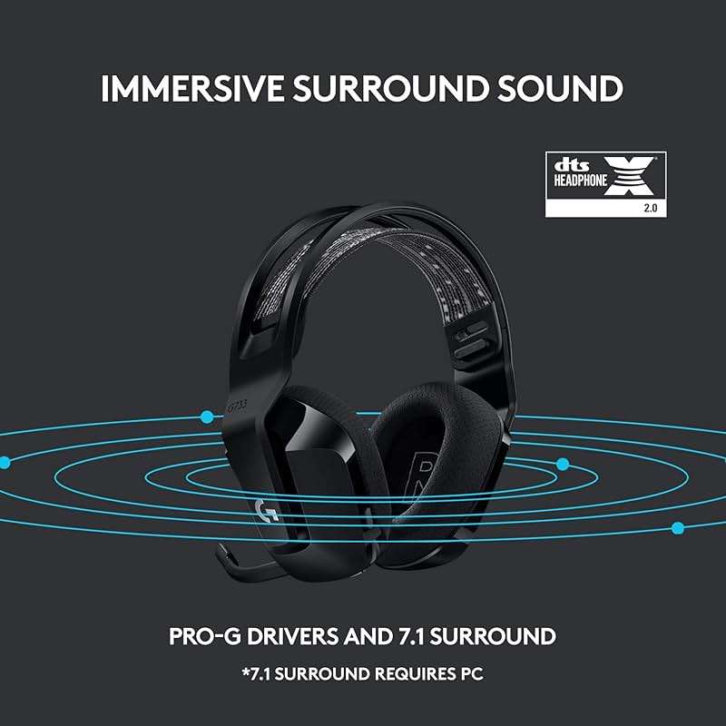 Logitech G733 Lightspeed Wireless Gaming Headset, Suspension Headband, Lightsync RGB, Blue VO!CE Mic, PRO-G Audio – Black, Gaming Headset Wireless, PC, PS5, PS4, Switch Compatible - Image 10