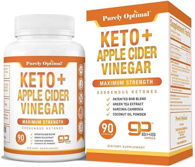 Purely Optimal Keto BHB & Apple Cider Vinegar Capsules - Exogenous Ketones Supplement with The Mother for Ketosis Support, Healthy Lifestyle & Overall Well-Being - 90 Capsules - Image 1