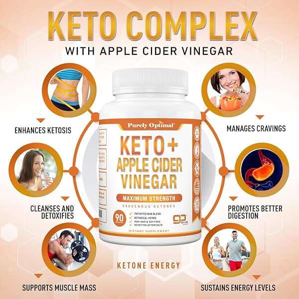 Purely Optimal Keto BHB & Apple Cider Vinegar Capsules - Exogenous Ketones Supplement with The Mother for Ketosis Support, Healthy Lifestyle & Overall Well-Being - 90 Capsules - Image 3