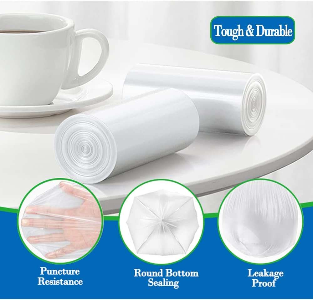 2.6 Gallon Clear trash can liners 300 counts,Small trash bags garbage Bags, Extra Strong 2.6 Gal garbage Bags, Fit 10 liters trash Bin, bathroom trash can liners for Home Office bedroom(clear 300) - Image 5