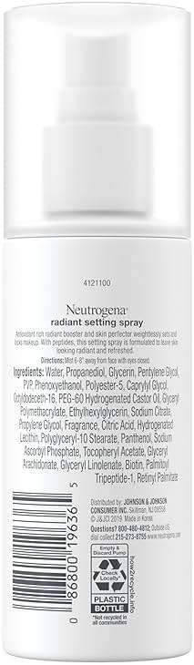 Neutrogena Healthy Skin Radiant Setting Spray, Long-Lasting Face Mist with Antioxidants & Pep-tides, Lightweight Hydrating Formula Locks Makeup for Glowing, Refreshed Skin, 3.4 fl. Oz - Image 9