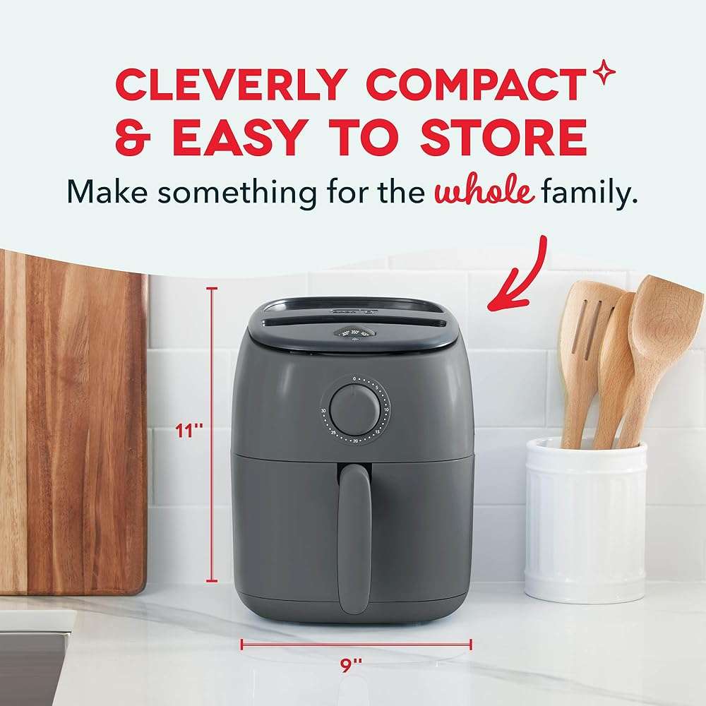Dash Tasti-Crisp™ Air Fryer - AirCrisp® Technology - Compact Design with Adjustable Temperature Control - Nonstick Fry Basket & Auto Shut-Off Feature - 2.6 Quarts - Cool Grey - Image 2