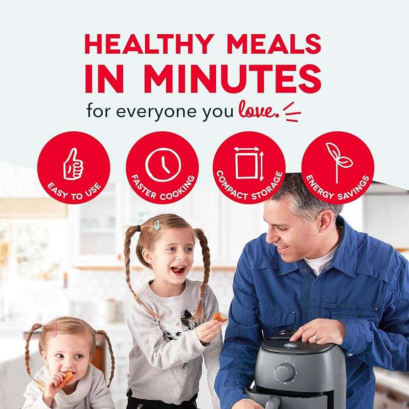 Dash Tasti-Crisp™ Air Fryer - AirCrisp® Technology - Compact Design with Adjustable Temperature Control - Nonstick Fry Basket & Auto Shut-Off Feature - 2.6 Quarts - Cool Grey - Image 3