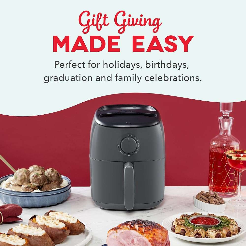 Dash Tasti-Crisp™ Air Fryer - AirCrisp® Technology - Compact Design with Adjustable Temperature Control - Nonstick Fry Basket & Auto Shut-Off Feature - 2.6 Quarts - Cool Grey - Image 9
