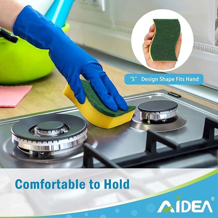AIDEA Sponges Kitchen, 24 Pack Heavy Duty Dish Sponge, Cleaning Dish Scrubber Sponge for Home and Kitchen, Stink-Free Cleaning Supplies for Pots, Pans - Image 5