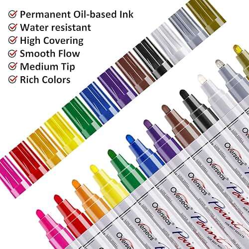 TFIVE Paint Pens Paint Markers on Almost Anything Never Fade Quick Dry and Permanent, Oil-Based Waterproof Marker Pen Set for Rocks Painting, Wood, Fabric, Plastic, Canvas, Glass, Mugs, DIY Craft - Image 2