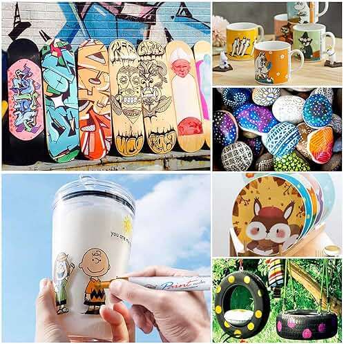 TFIVE Paint Pens Paint Markers on Almost Anything Never Fade Quick Dry and Permanent, Oil-Based Waterproof Marker Pen Set for Rocks Painting, Wood, Fabric, Plastic, Canvas, Glass, Mugs, DIY Craft - Image 5