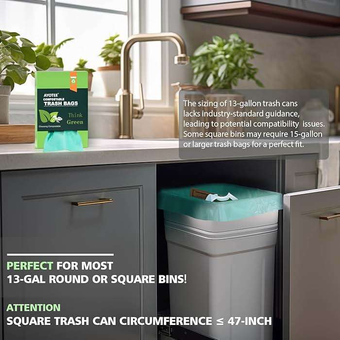Compostable Trash Garbage bags,AYOTEE 13-15 Gallon Tall Kitchen Trash Bags,Heavy Duty Unscented 1.18Mils 55 Liter,60 Count,Strong Thicken Rubbish Waste Can Liners for Kitchen Garden Home - Image 3