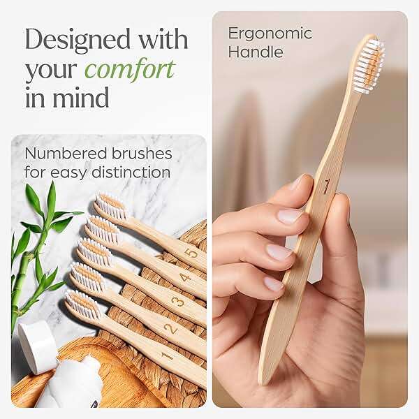 VIVAGO Bamboo Toothbrushes 10 Pack - BPA Free Soft Bristles Toothbrushes, Eco-Friendly, Natural Wooden Toothbrush - Image 5
