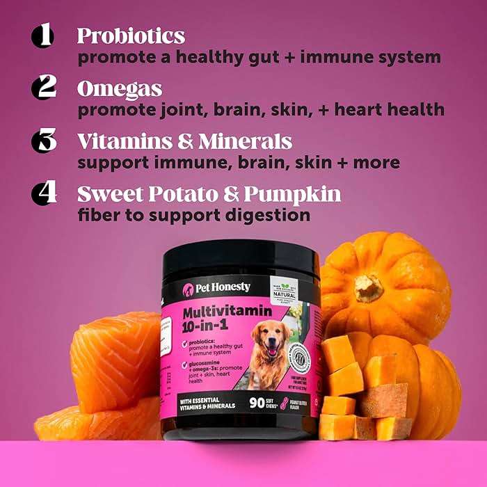 10-in-1 Dog Multivitamin Supplement with Glucosamine & Probiotics - Hip & Joint Support, Digestive Health, Immune Support, Heart & Skin - All-in-One Daily Vitamins & Omega-3s (Peanut Butter, 90 ct) - Image 3