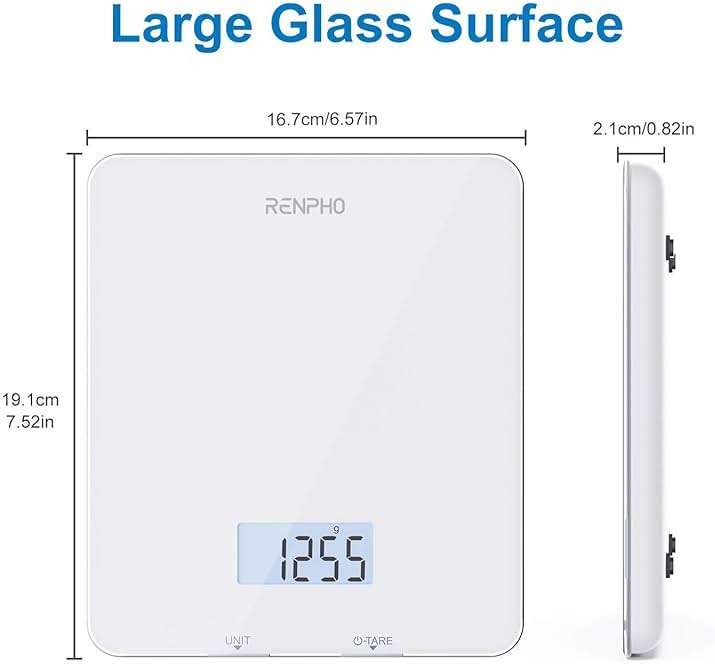 RENPHO Food Scale with Nutritional Calculator, Digital Kitchen Scale for Weight Loss, Smart Food Weight Scale with App for Macro Keto Calorie Cooking, Grams and Ounces, White, 11lb/5kg - Image 2