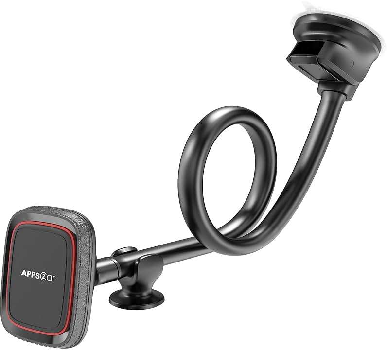 APPS2Car Magnetic Phone Holder for Car, 14-Inch Anti-Shake Windshield Phone Mount for Truck [Flexible Long Arm], Gooseneck Cell Phone Car Mount [6 Strong Magnets] Fit for iPhone & Android Smartphones - Image 1