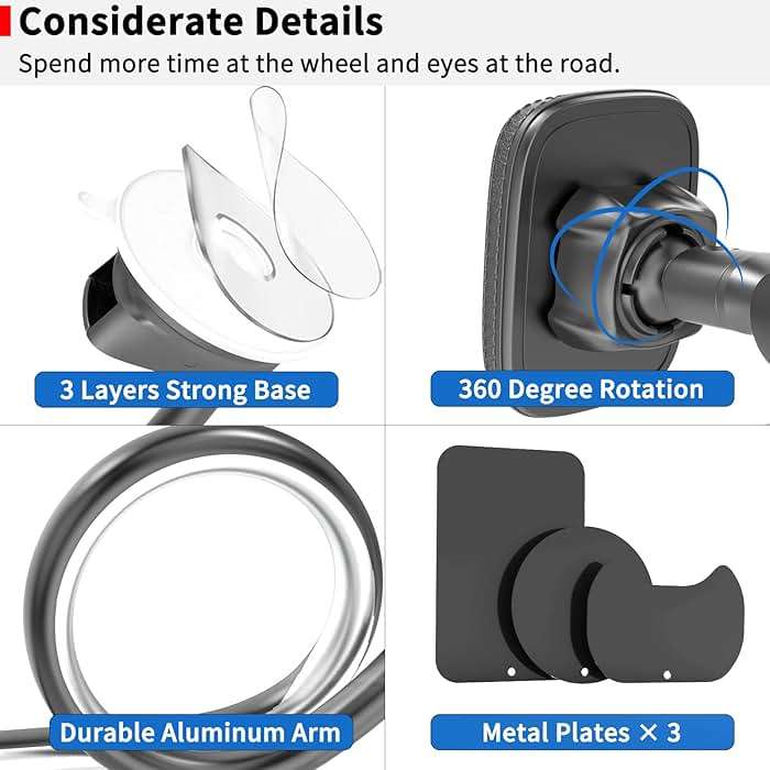 APPS2Car Magnetic Phone Holder for Car, 14-Inch Anti-Shake Windshield Phone Mount for Truck [Flexible Long Arm], Gooseneck Cell Phone Car Mount [6 Strong Magnets] Fit for iPhone & Android Smartphones - Image 6