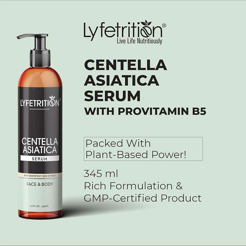 Lyfetrition Centella Asiatica Cica Serum - 12 Fl Oz Large Bottle - Anti-Aging Face Serum for Sensitive Skin Cream - Boosts Collagen Production Younger Skin - Image 6