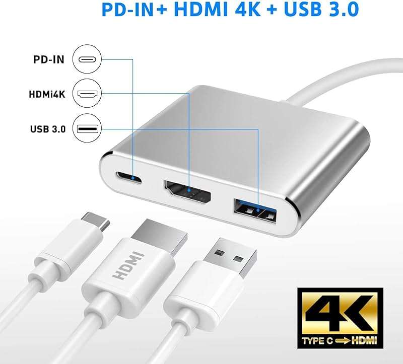 Battony USB C to HDTV Adapter USB Type C Adapter Multiport AV Converter with 4K HDTV Output C Port & 3.0 Fasting Charging Port Compatible for MacBook Pro MacBook Air 2019/2018 iPad Pro 2019 - Image 4