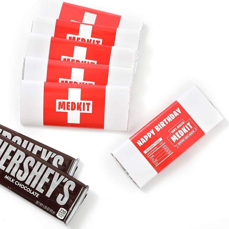 Game Party Supplies Chocolate Bar Medkit Labels With Foil Wrappings For Birthday Party Game Birthday Party Decorations (24+24 Count) - Image 2