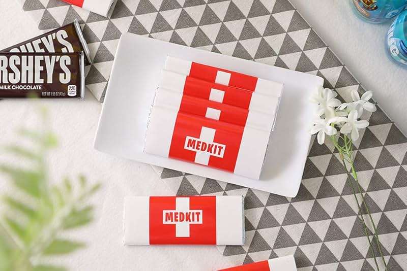 Game Party Supplies Chocolate Bar Medkit Labels With Foil Wrappings For Birthday Party Game Birthday Party Decorations (24+24 Count) - Image 4