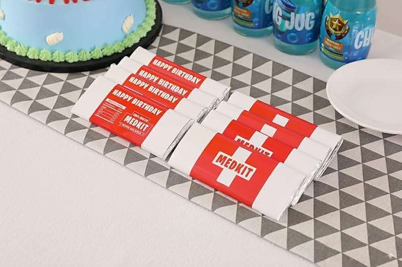 Game Party Supplies Chocolate Bar Medkit Labels With Foil Wrappings For Birthday Party Game Birthday Party Decorations (24+24 Count) - Image 5