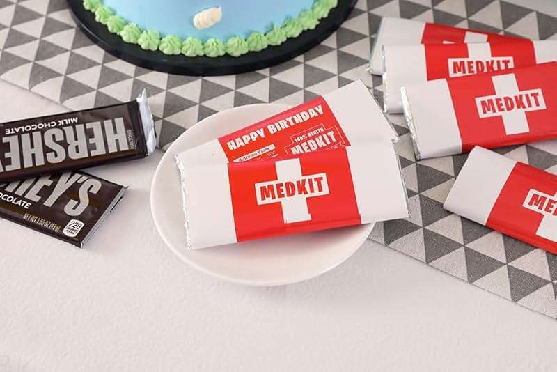 Game Party Supplies Chocolate Bar Medkit Labels With Foil Wrappings For Birthday Party Game Birthday Party Decorations (24+24 Count) - Image 6