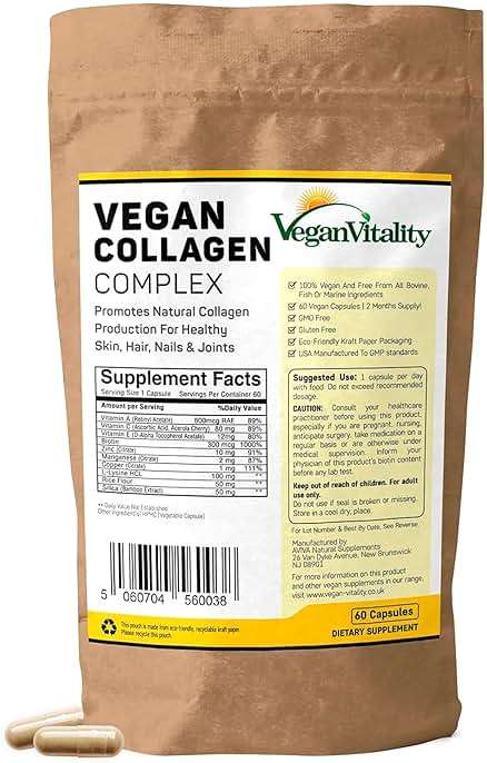 Vegan Collagen Supplements with Biotin for Hair, Skin, Nails & Joints - 2 Months Supply. Cruelty Free Plant Based Collagen Vegan, Vegetarian Collagen Booster Pills. Vegan Collagen for Women and Men - Image 1