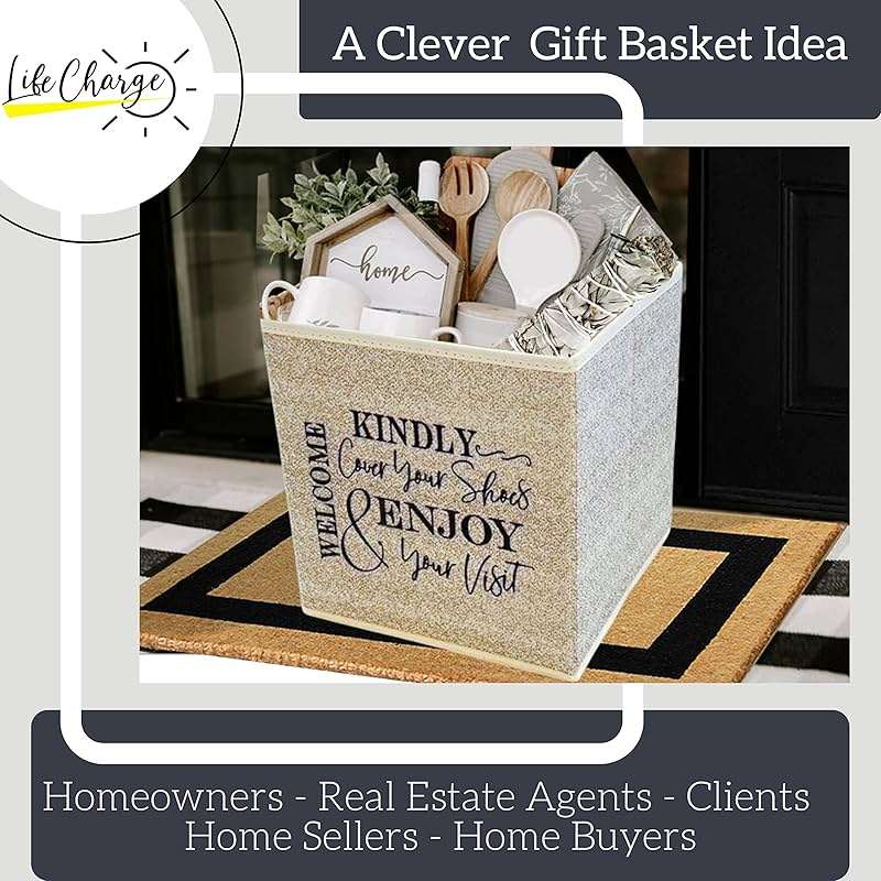 Shoe Cover Box - Welcome Guests to Please Cover Shoes. Indoor Foldable Storage Bin to Fill w/your Favorite Booties. For Homeowner, Real Estate Agent, Realtor Open House Supplies | 1 Beige & Black - Image 8