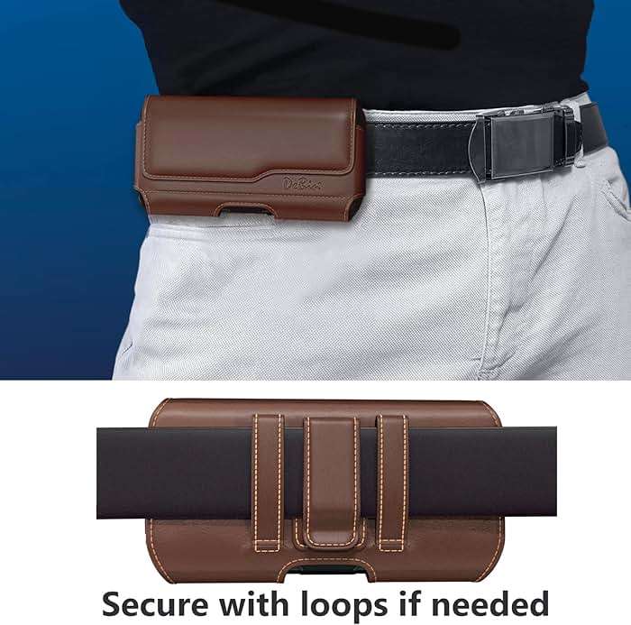 DeBin Holster for iPhone 17 17 Pro 16 Pro 16e 15 15Pro 14 13 12 11 Xs 10 X XR – Cell Phone Belt Holder Case with Clip for Men Women Pouch (Fits Protective Cover on) Brown - Image 6