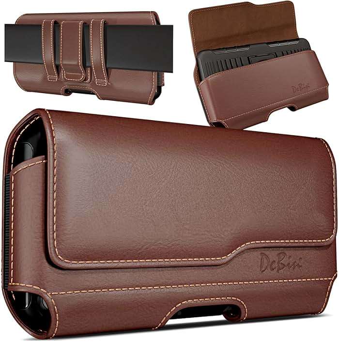 DeBin Holster for iPhone 17 17 Pro 16 Pro 16e 15 15Pro 14 13 12 11 Xs 10 X XR – Cell Phone Belt Holder Case with Clip for Men Women Pouch (Fits Protective Cover on) Brown - Image 7