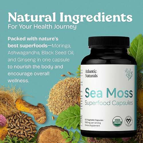 Atlantic Naturals Superfood Organic Irish Sea Moss Capsules - 120 Veggie Capsules | Wildcrafted Organic Sea Moss Supplement for Men & Women | Better Than Sea Moss Gel | Support Immunity & Skin, 1000mg - Image 6